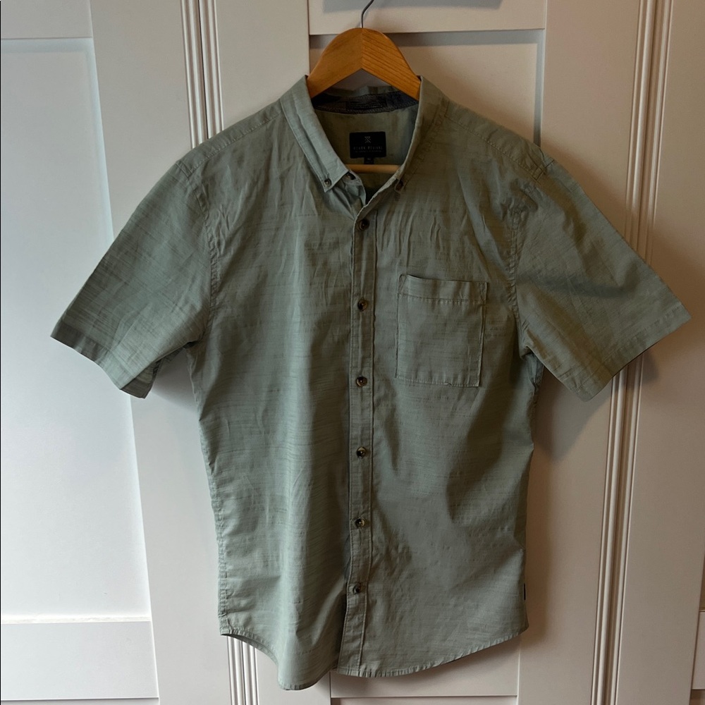Roark Casual Short Sleeve Olive Green Button Down Shirt